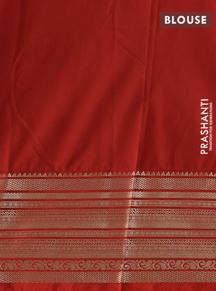 Semi kanchipuram silk saree coffee brown and orange with zari woven buttas and zari woven korvai border