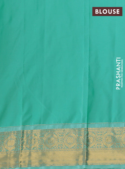 Semi kanchipuram silk saree maroon and teal blue with allover zari weaves & buttas and zari woven korvai border