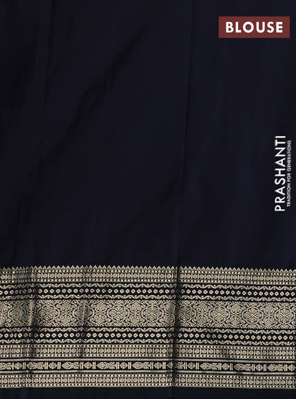 Semi kanchipuram silk saree pista green and navy blue with allover zari weaves & buttas and zari woven korvai border