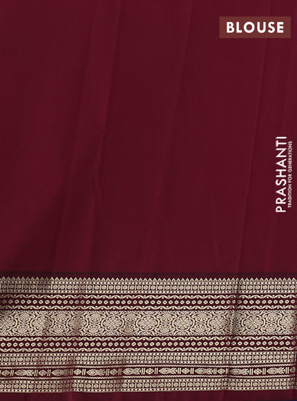 Semi kanchipuram silk saree blue and wine shade with allover zari weaves & buttas and zari woven korvai border