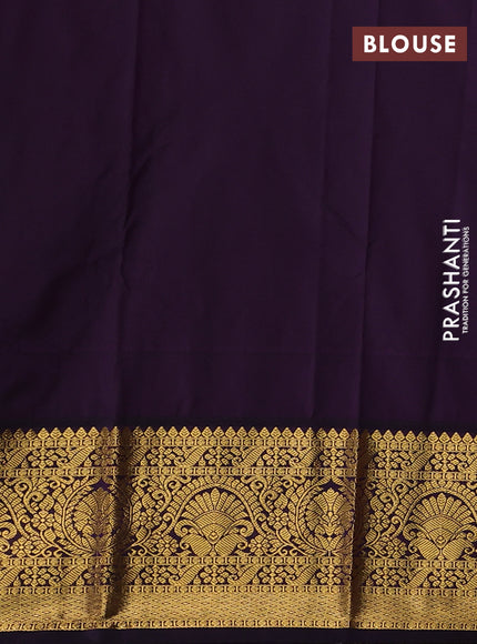 Semi kanchipuram silk saree pink and purple with zari woven buttas and zari woven korvai border