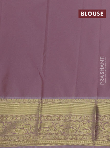 Semi kanchipuram silk saree navy blue and pastel pink with zari woven buttas and zari woven korvai border