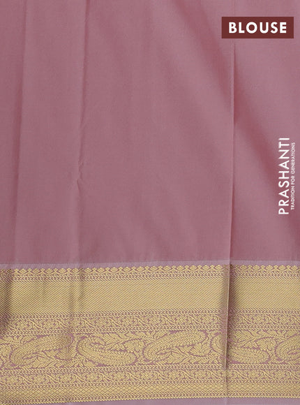 Semi kanchipuram silk saree maroon and pastel pink with zari woven buttas and zari woven korvai border