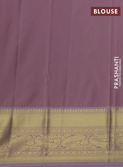 Semi kanchipuram silk saree peacock green and pastel pink with zari woven buttas and zari woven korvai border