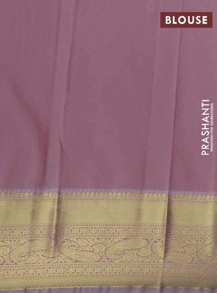 Semi kanchipuram silk saree dual shade of orange and pastel pink with zari woven buttas and zari woven korvai border