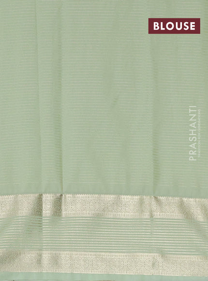 Semi kanchipuram silk saree pink and pista green with allover zari weaves & buttas and zari woven korvai border