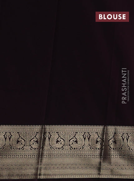 Semi kanchipuram silk saree teal green and wine shade with allover self emboss checks & zari buttas and rich zari woven border