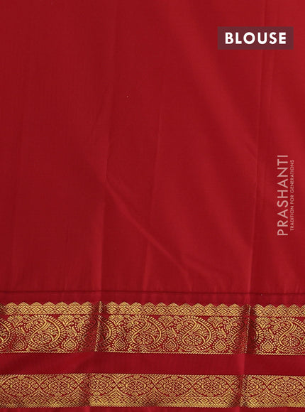 Semi kanchipuram silk saree violet and red with allover zari weaves & buttas and rettapet zari woven korvai border