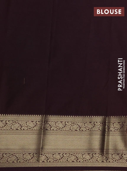 Semi kanchipuram silk saree rustic orange and coffee brown with allover small zari checks & buttas and zari woven korvai border