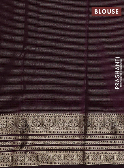 Semi kanchipuram silk saree rustic orange and wine shade with allover zari weaves & buttas and zari woven korvai border
