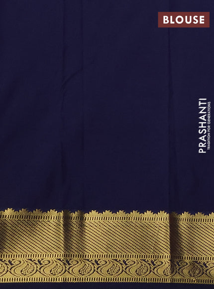 Semi kanchipuram silk saree red and navy blue with allover zari weaves & buttas and zari woven korvai border