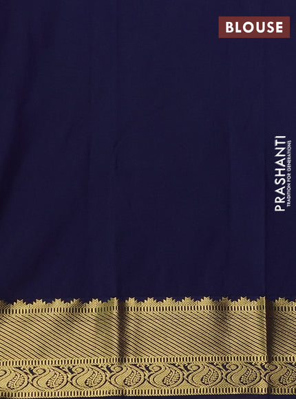 Semi kanchipuram silk saree pink and navy blue with allover zari weaves & buttas and zari woven korvai border