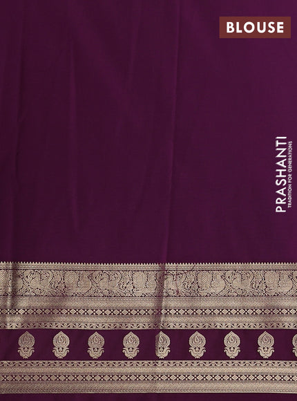 Semi kanchipuram silk saree teal blue and purple with zari woven buttas and zari woven border