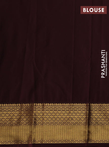 Semi kanchipuram silk saree lavender and coffee brown with allover zari weaves and zari woven korvai border