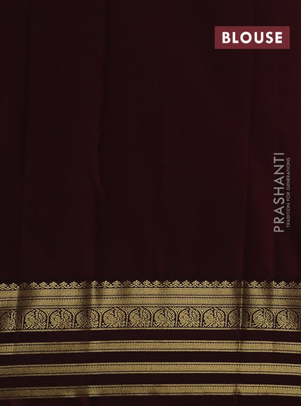 Semi kanchipuram silk saree sunset orange and deep maroon with allover small zari checks & buttas and zari woven korvai border