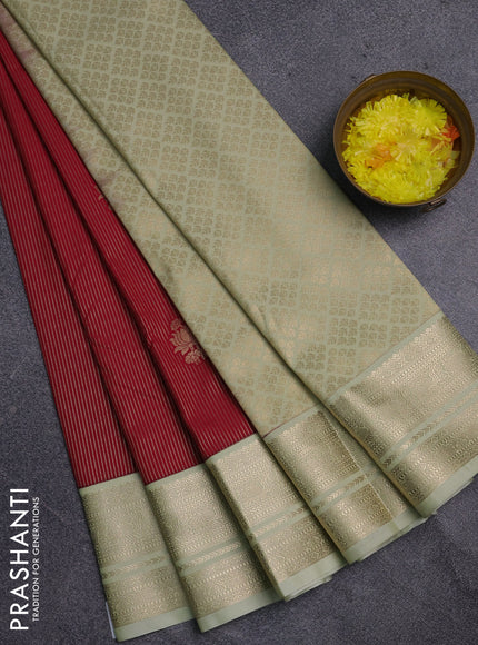 Semi kanchipuram silk saree dark pink and pista green with allover zari weaves & buttas and zari woven korvai border