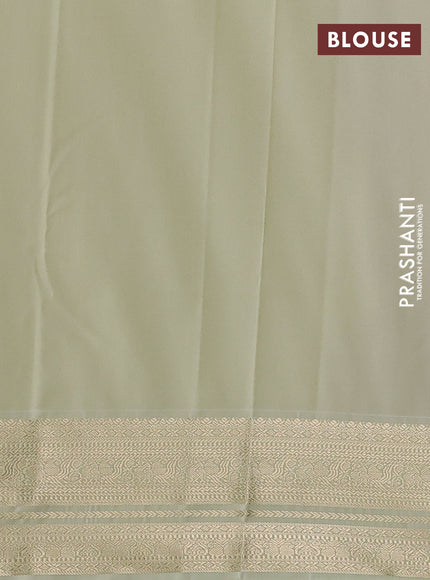 Semi kanchipuram silk saree dark pink and pista green with allover zari weaves & buttas and zari woven korvai border