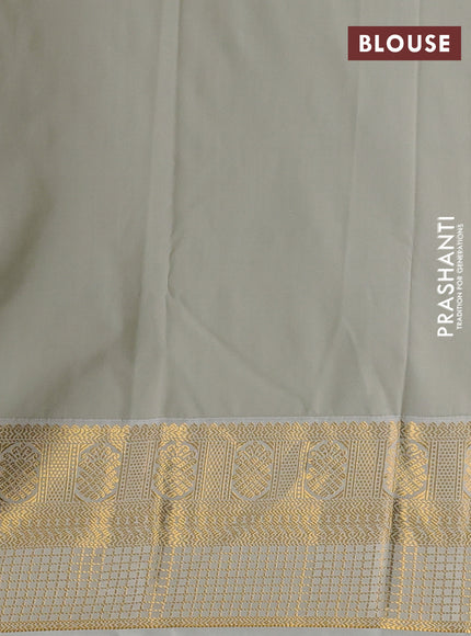Semi kanchipuram silk saree coffee brown and pastel grey with allover zari weaves & buttas and zari woven korvai border