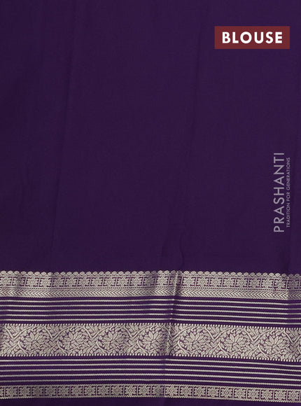 Semi kanchipuram silk saree pista green and violet with zari woven buttas and zari woven korvai border