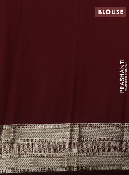 Semi kanchipuram silk saree rust shade and coffee brown with allover zari checks & buttas and zari woven korvai border