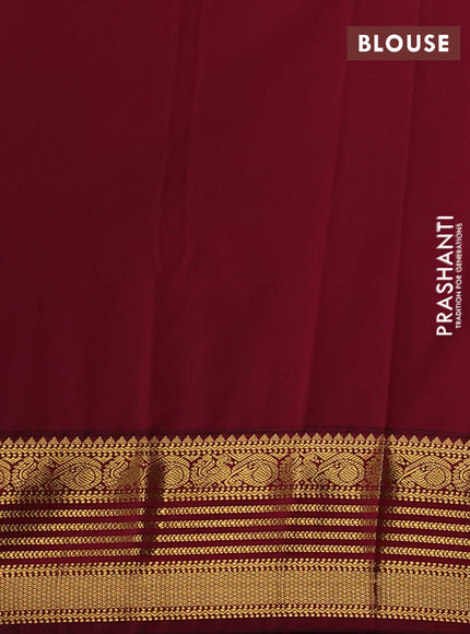 Semi kanchipuram silk saree cream and maroon with allover zari woven buttas and zari woven korvai border