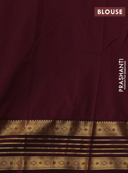 Semi kanchipuram silk saree green and deep maroon with allover zari weaves & buttas and zari woven korvai border