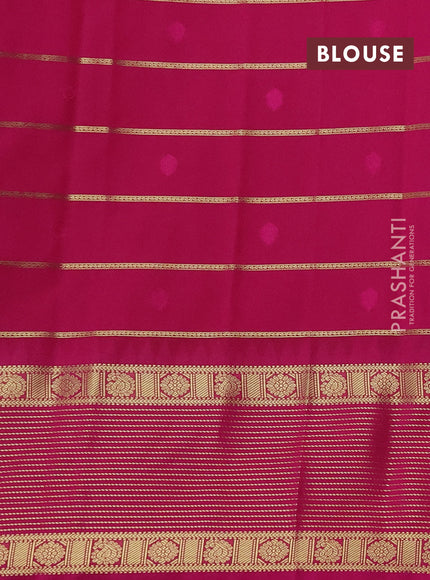 Semi kanchipuram silk saree violet and pink with allover zari weaves & buttas and temple design zari woven korvai border