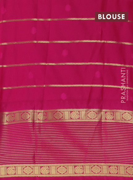 Semi kanchipuram silk saree lotus pink and pink with allover zari weaves & buttas and temple design zari woven korvai border