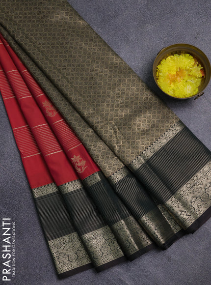 Semi kanchipuram silk saree dual shade of pink and coffee brown with allover zari weaves & buttas and long zari woven korvai border