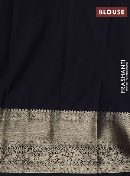Semi kanchipuram silk saree red and navy blue with allover small zari checks & buttas and long zari woven border