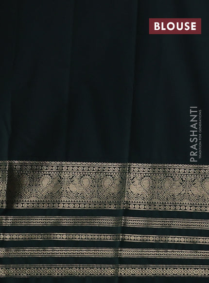 Semi kanchipuram silk saree pink and green with zari woven buttas and long zari woven korvai border