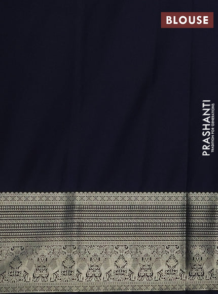 Semi kanchipuram silk saree maroon and navy blue with allover zari weaves & buttas and long zari woven border