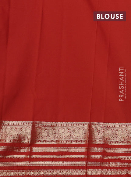Semi kanchipuram silk saree coffee brown and rustic orange with zari woven buttas and long zari woven border