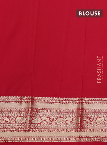 Semi kanchipuram silk saree grey and pink with zari woven buttas and zari woven korvai border
