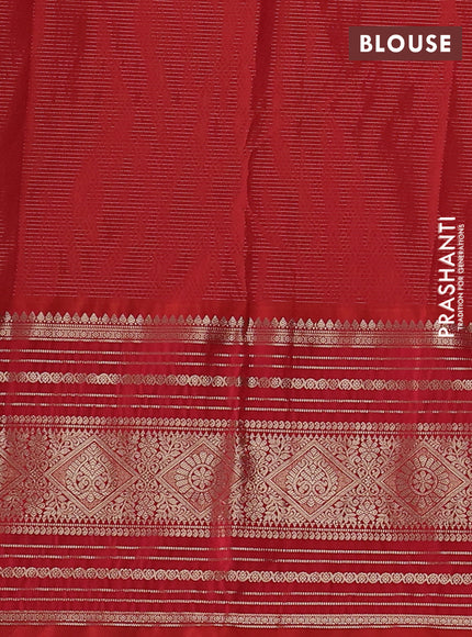 Semi kanchipuram silk saree peacock green and dual shade of pinkish orange with allover zari weaves & buttas and long zari woven korvai border