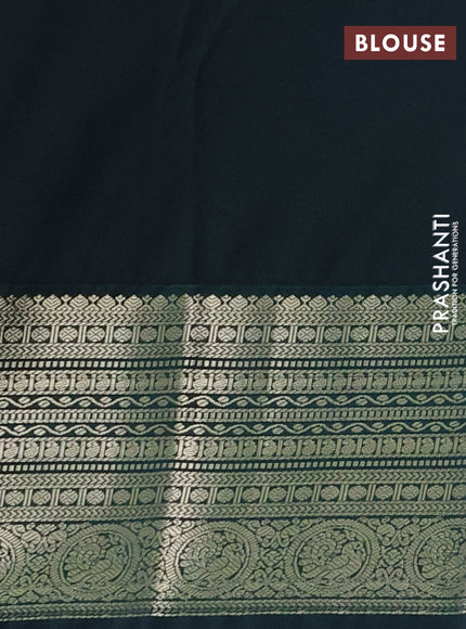 Semi kanchipuram silk saree pink and bottle green with zari woven buttas and long zari woven korvai border
