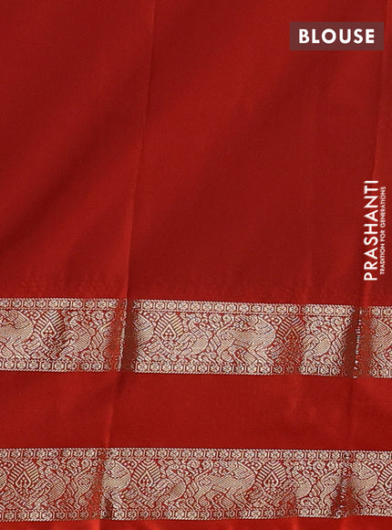Semi kanchipuram silk saree deep purple and rustic orange with allover zari weaves & buttas and long rettapet zari woven border