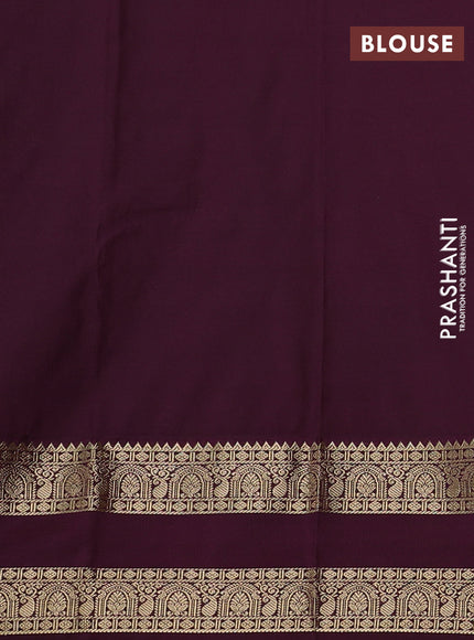 Semi kanchipuram silk saree light green and wine shade with allover zari weaves & buttas and rettapet zari woven border