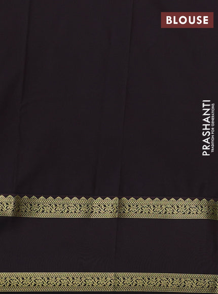 Semi kanchipuram silk saree teal green and deep coffee brown with allover zari weaves & buttas and rettapet zari woven border