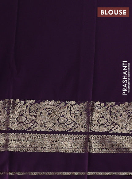Semi kanchipuram silk saree pista green and violet with zari woven buttas and long zari woven border