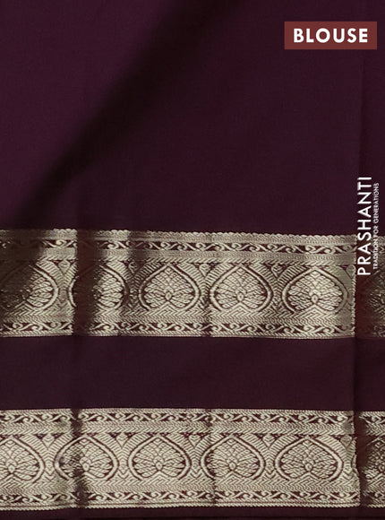 Semi kanchipuram silk saree dual shade of pink and deep wine shade with zari woven buttas and long rettapet zari woven border