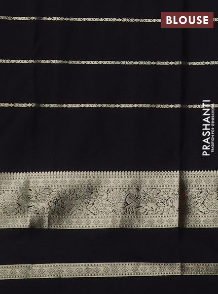 Semi kanchipuram silk saree dual shade of pink and black with allover small zari checks & buttas and rettapet zari woven border