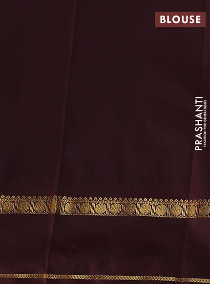 Semi kanchipuram silk saree orange and wine shade with zari woven buttas and temple design rettapet zari woven korvai border