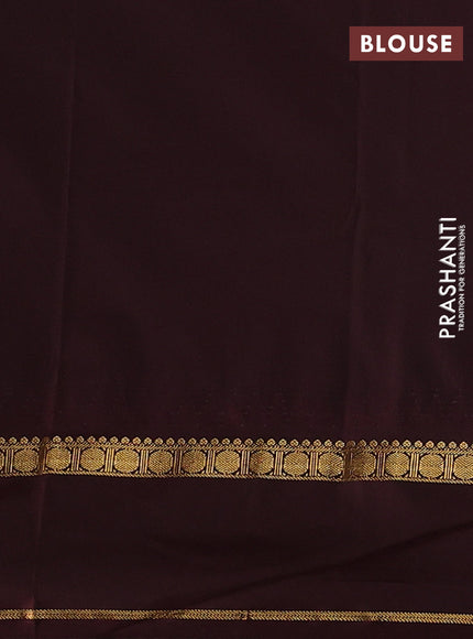Semi kanchipuram silk saree teal blue and wine shade with zari woven buttas and temple design rettapet zari woven korvai border