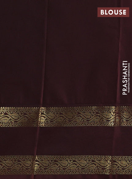 Semi kanchipuram silk saree pink and coffee brown with allover zari checks & buttas and rettapet zari woven korvai border