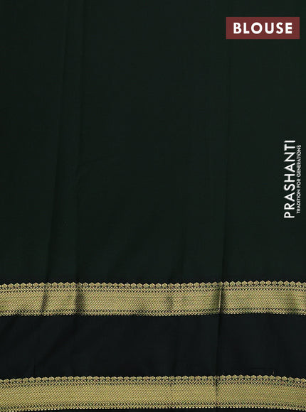 Semi kanchipuram silk saree pink and bottle green with zari woven buttas and rettapet zari woven korvai border