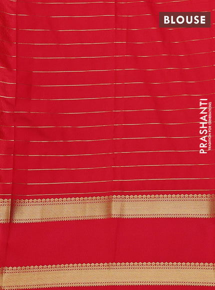 Semi kanchipuram silk saree purple and red with allover zari stripe weaves and rettapet zari woven korvai border
