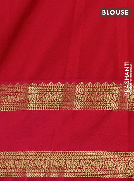 Semi kanchipuram silk saree navy blue and pink with allover zari weaves & buttas and rettapet zari woven korvai border