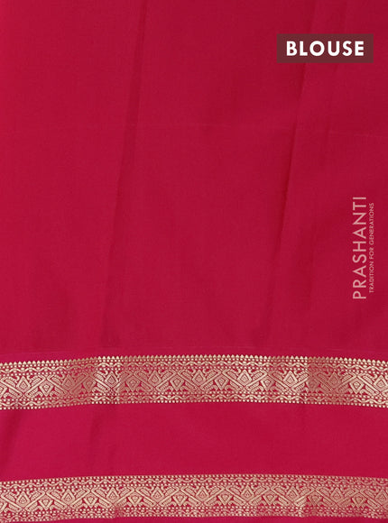 Semi kanchipuram silk saree mild peach and pink with allover zari checks & buttas and rettapet zari woven korvai border