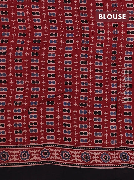 Modal silk saree maroon and coffee brown with allover ajrakh prints and printed border